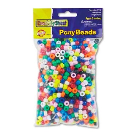 The Chenille Kraft Co Chenille Kraft Pony Beads, Plastic, 6mm x 9mm, Assorted Colors, 1000/Pack 3552